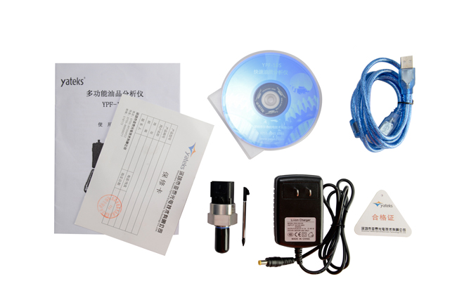 多功能油品分析儀相關配件：說明書、保修卡等
