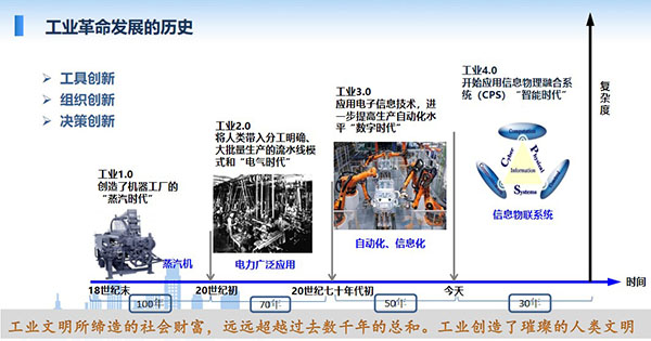 工業(yè)文明所締造的社會(huì)財(cái)富,遠(yuǎn)遠(yuǎn)超越過去數(shù)千年的總和。工業(yè)創(chuàng)造了璀璨的人類文明,工業(yè)革命發(fā)展經(jīng)歷1.0至4.0總共四個(gè)階段